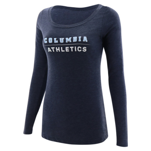  Womens Athletic Team Two Color Navy Tri Blend Scoop Long Sleeve Tee