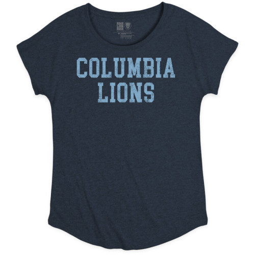 Womens Distressed Straight Up Navy Tri Blend Dolman Short Sleeve Tee