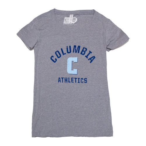  Womens Distrssed Arch Heather Grey  Crew Short Sleeve Tee