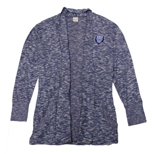  Womens Cozy Fleece Campus Heather Navy Cardigan