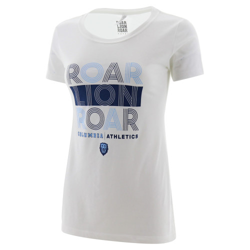  Womens Stacked White Short Sleeve Tee