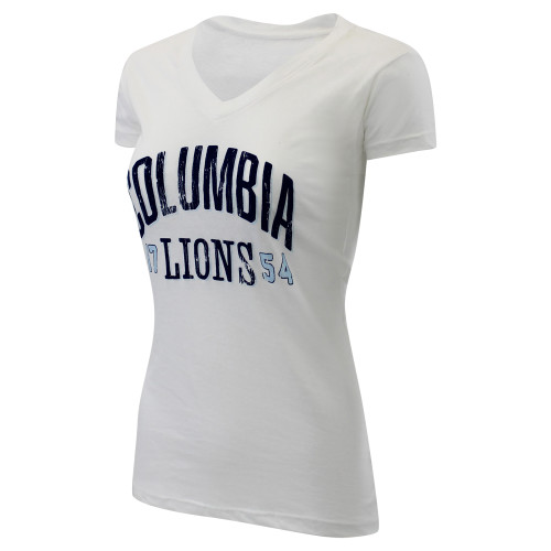  Vivianne White V Neck Short Sleeve Tee Est Date