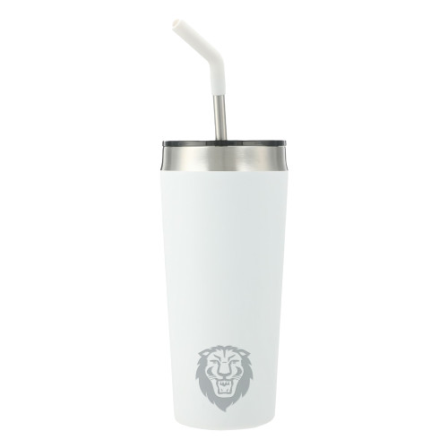  Faye White Vacuum Tumbler w/ Stainless Steel Straw 20 oz - Columbia Primary Spirit Mark Engraved