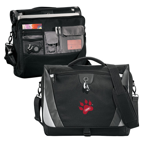  Black/Grey Slope Computer Messenger Bag - Paw Print Embroidery