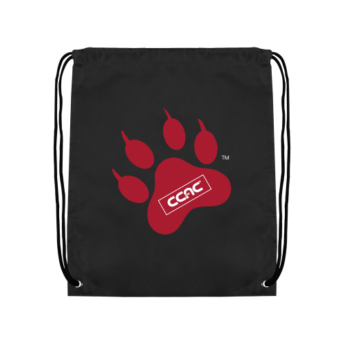 Black Drawstring Backpack-Paw Print