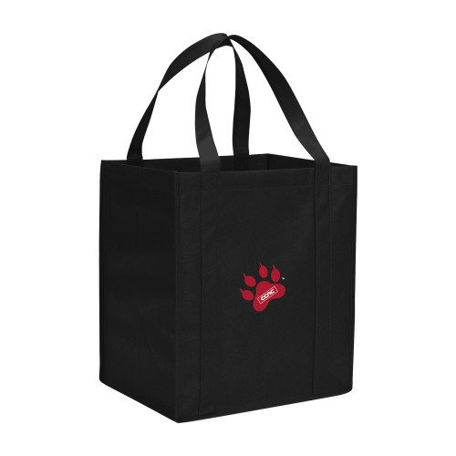Non Woven Black Grocery Tote-Paw Print Embroidery