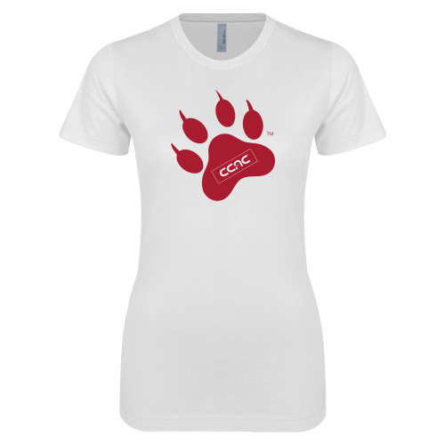 Next Level Womens White Boyfriend Tee-Paw Print