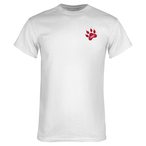 White T Shirt-Paw Print Embroidery