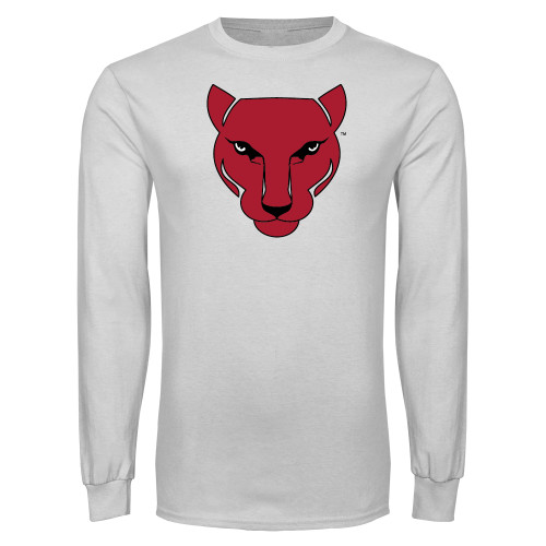 White Long Sleeve T Shirt-Wild Cat Head