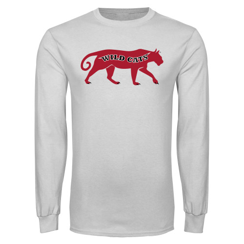 White Long Sleeve T Shirt-Wild Cat Body