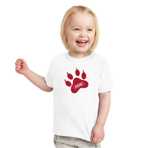 Toddler White T Shirt-Paw Print Embroidery