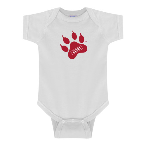 White Infant Onesie-Paw Print Embroidery