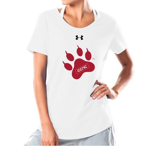 Under Armour Womens White Charged Cotton Tee-Paw Print