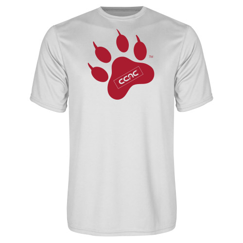 White Performance Tee-Paw Print