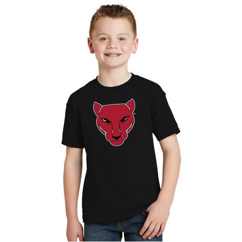 Youth Black T Shirt-Wild Cat Head