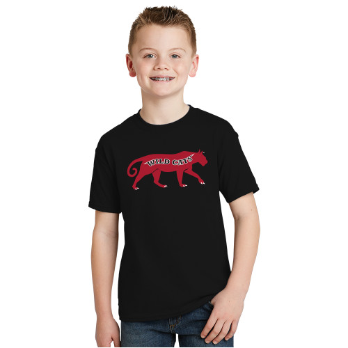 Youth Black T Shirt-Wild Cat Body