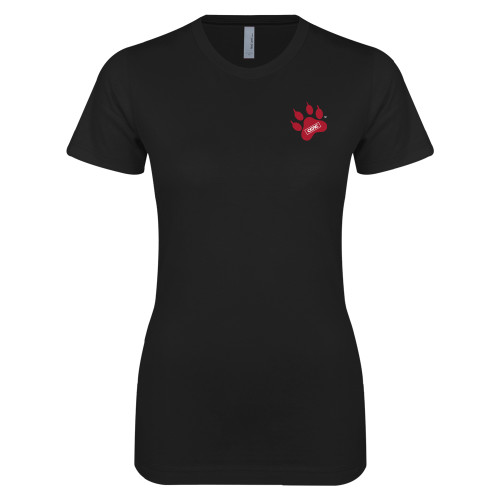 Next Level Womens Black Boyfriend Tee-Paw Print Embroidery