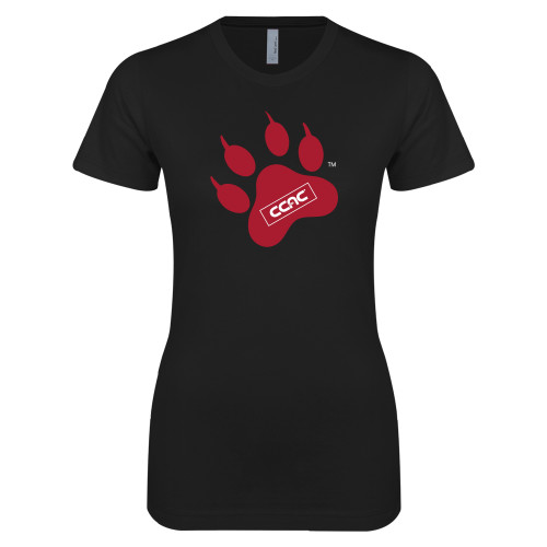 Next Level Womens Black Boyfriend Tee-Paw Print