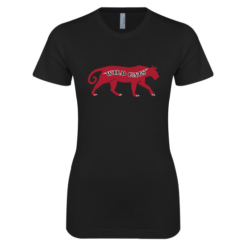 Next Level Womens Black Boyfriend Tee-Wild Cat Body