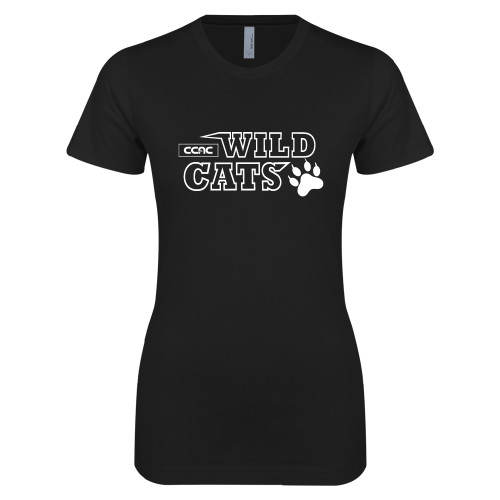 Next Level Womens Black Boyfriend Tee-Stacked Wordmark