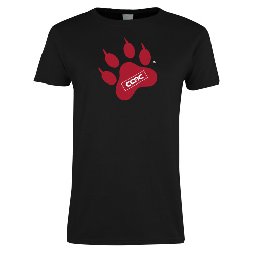 Womens Black Short Sleeve Tee-Paw Print