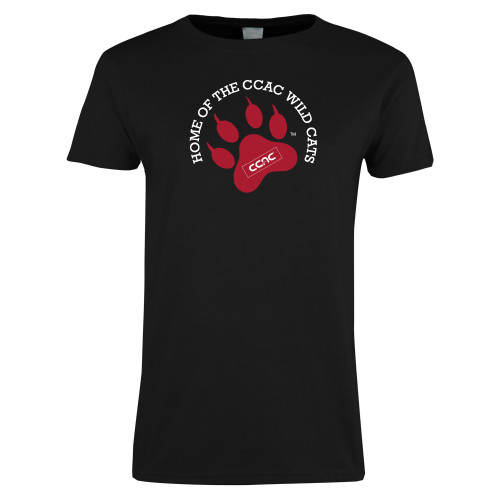 Womens Black Short Sleeve Tee-Home of Paw