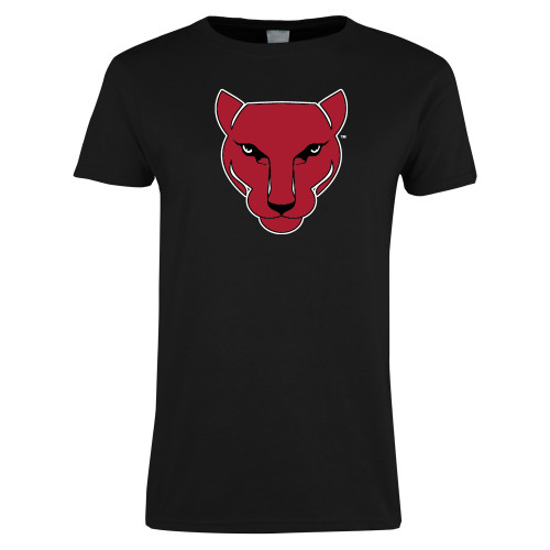 Womens Black Short Sleeve Tee-Wild Cat Head