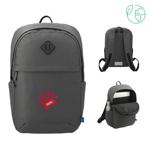 Repreve Charcoal Ocean Commuter Computer Backpack-Paw Print Embroidery