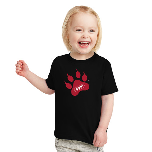 Toddler Black T Shirt-Paw Print Embroidery