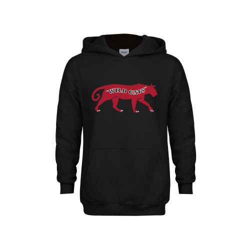 Youth Black Fleece Hoodie-Wild Cat Body