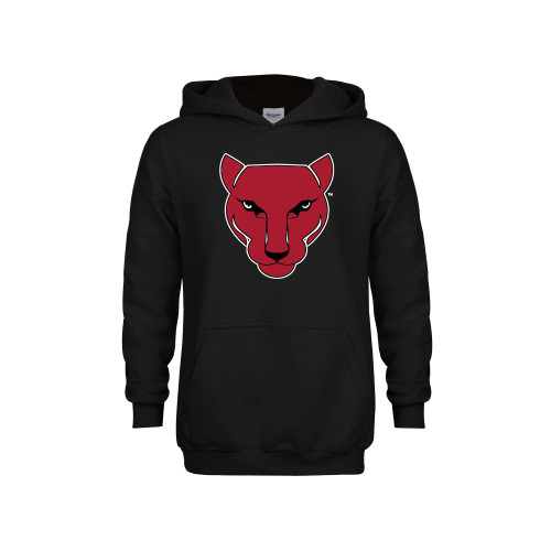 Youth Black Fleece Hoodie-Wild Cat Head