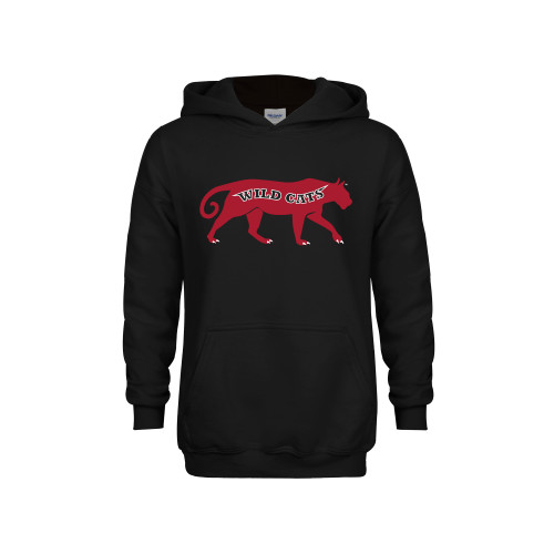 Youth Black Fleece Hoodie-Wild Cat Body