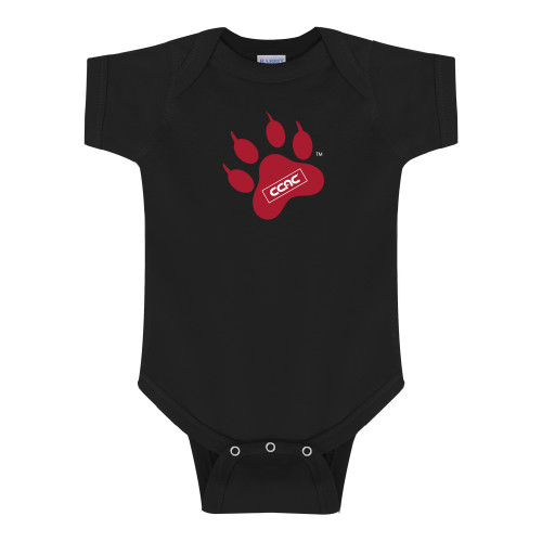 Black Infant Onesie-Paw Print Embroidery