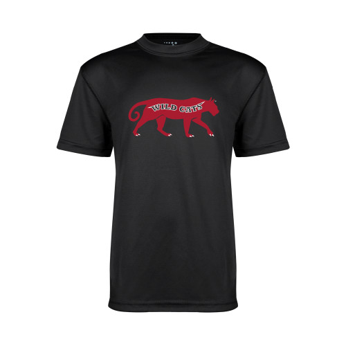 Youth Performance Black Tee-Wild Cat Body