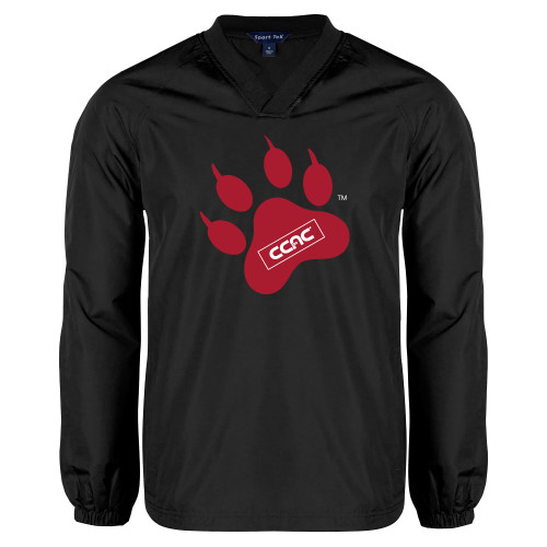 Black V Neck Raglan Windshirt-Paw Print