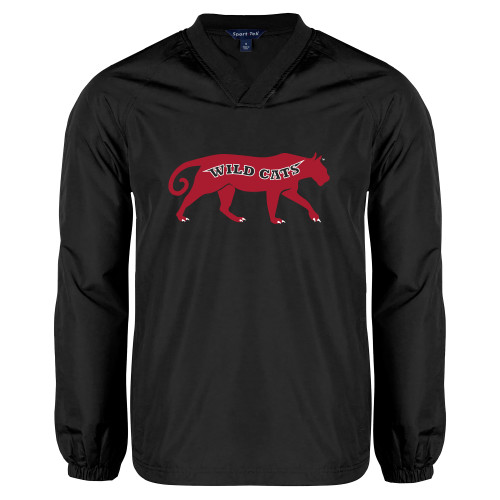 Black V Neck Raglan Windshirt-Wild Cat Body