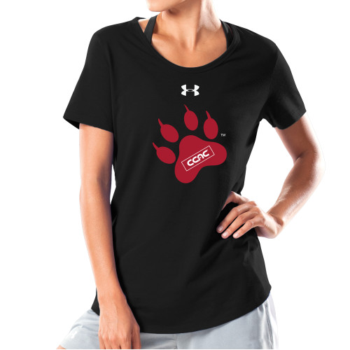 Under Armour Womens Black Charged Cotton Tee-Paw Print