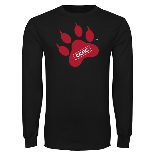 Black Long Sleeve T Shirt-Paw Print