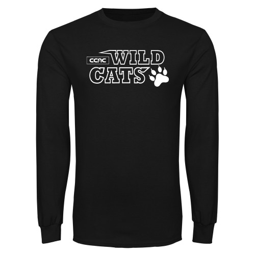 Black Long Sleeve T Shirt-Stacked Wordmark
