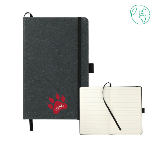 5.5 x 8.5 Black FSC Mix Recycled Leather Bound Journal-Paw Print