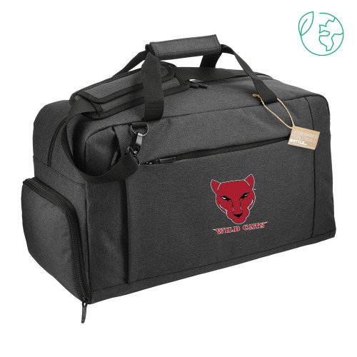 Aft Recycled PET 21 Inch Charcoal Duffel-Wild Cat Head with Wordmark Embroidery