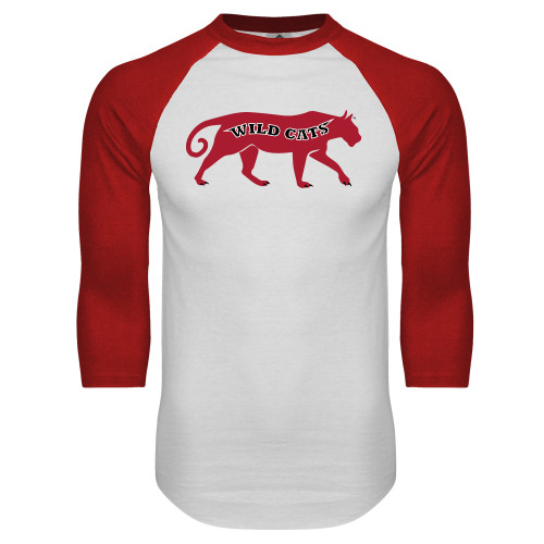 White/Red Raglan Baseball T Shirt-Wild Cat Body