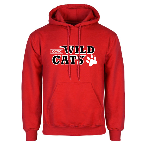 Red Fleece Hoodie-Stacked Wordmark