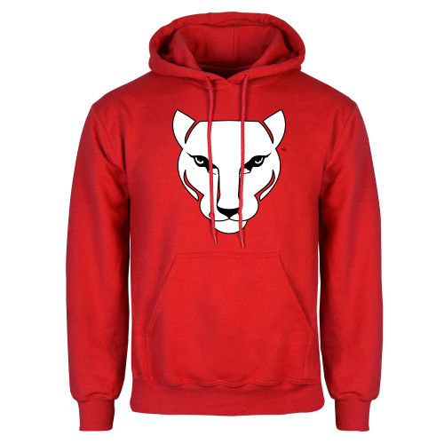 Red Fleece Hoodie-Wild Cat Head