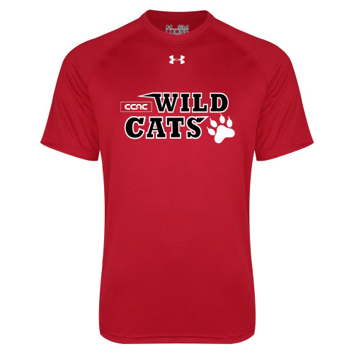 Under Armour Red Tech Tee-Stacked Wordmark