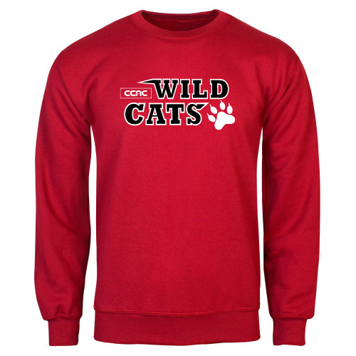 Red Fleece Crew-Stacked Wordmark