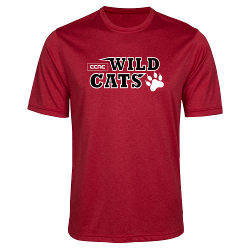 Red Heather Performance Contender Tee-Stacked Wordmark