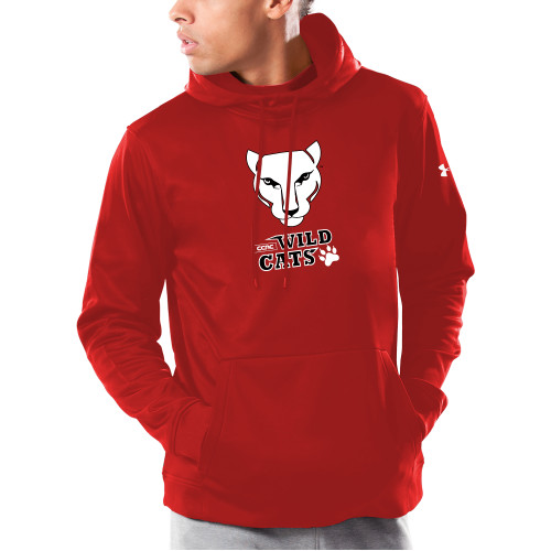 Under Armour Red Armour Fleece Hoodie-Wild Cat Head with Stacked  Wordmark