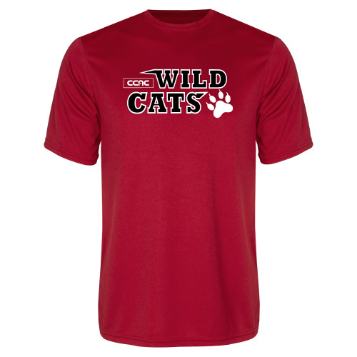 Red Performance Tee-Stacked Wordmark