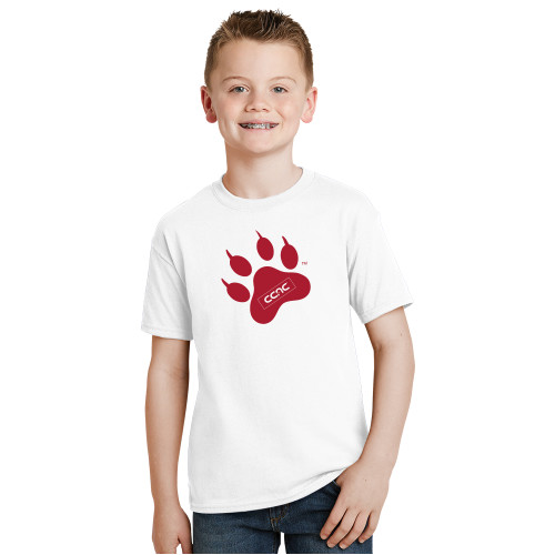 Youth White T Shirt-Paw Print